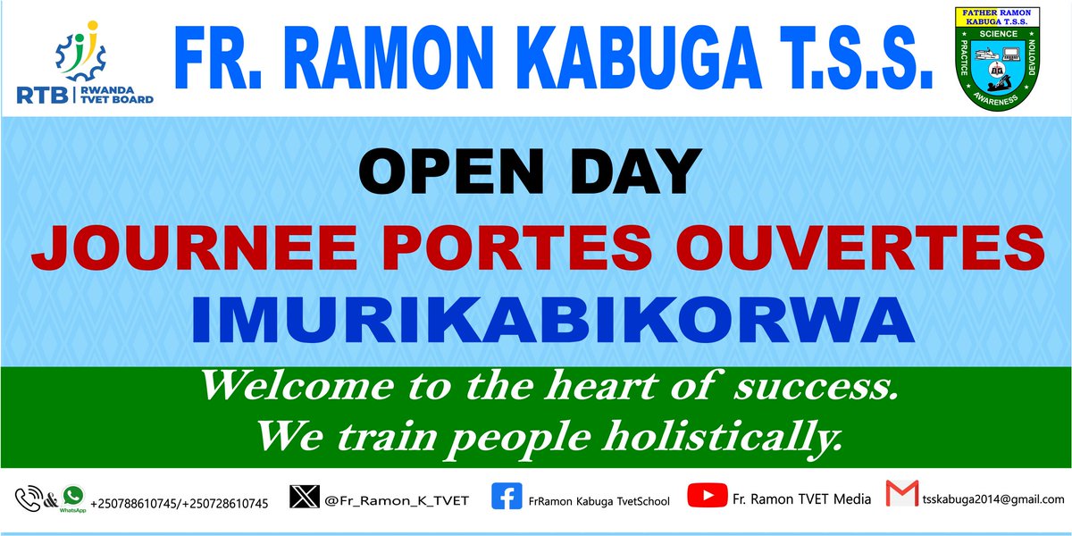 Fr_Ramon_K_TVET's tweet image. 1/5
&quot;#NanjyeNdiTVET&quot;! Iyo ni yo yari intero mu imurikabikorwa ryabaye ejo ku wa 16/01/202. Ryitabiriwe n&apos;amashuri ane yegereye ishuri ryacu afite #O_level, abatumirwa barimo na @ZiplineRwanda, abaturiye ikigo n&apos;abagize umuryango mugari w&apos;ishuri.
@RTB_Rwanda
@KabgayiOf 
@Kamonyi