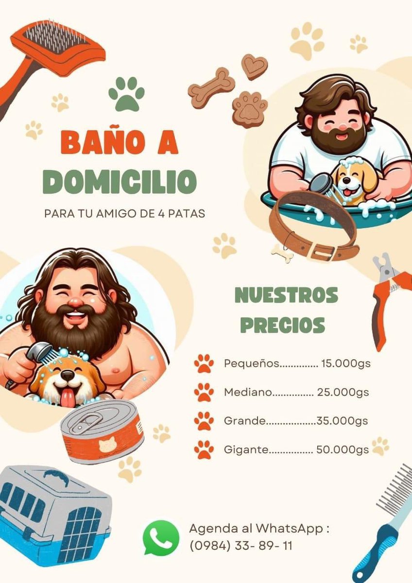 elnacionalpy's tweet photo. EJEMPLO DE SUPERACIÓN | 👏🏻

🔹️A diferencia de los hijos de nuestros políticos, un joven sale adelante por sí mismo ofreciendo servicios de baño para mascotas a domicilio, con costos muy accesibles que va desde G. 15.000 hasta G. 50.000, de acuerdo al tamaño de tu peludito.

🔹️ Este joven emprendedor se moviliza en transporte público y lleva todos sus utensilios en una mochila.

👉🏻Para agendar un turno comunicarse al 0984 338 911

#ElNacional