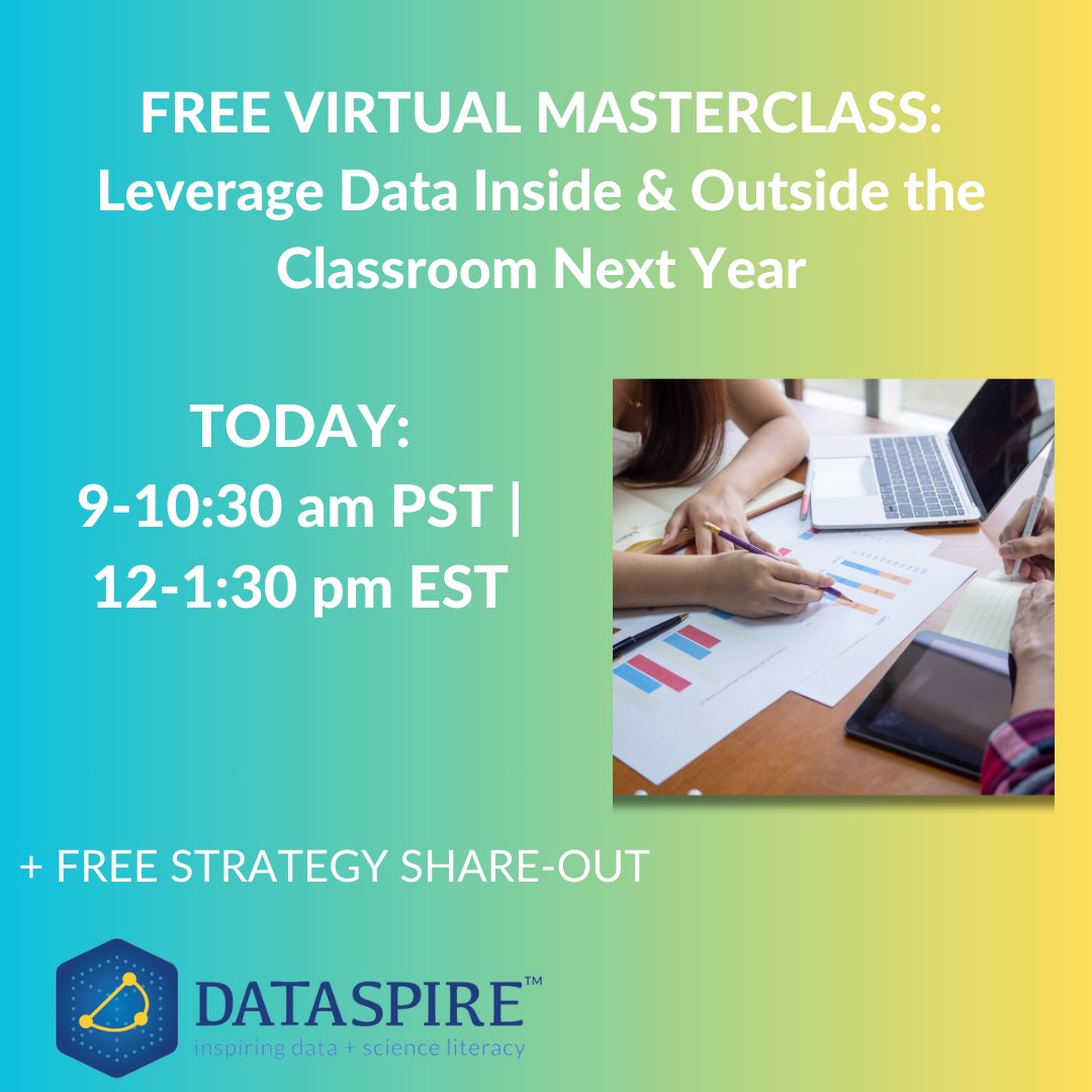 It's not too late to sign up if you haven't already for my FREE virtual masterclass TODAY! dataspire.mykajabi.com/admin-mastercl…

#stemeducators #stemeducation #data #analytics #dataspire