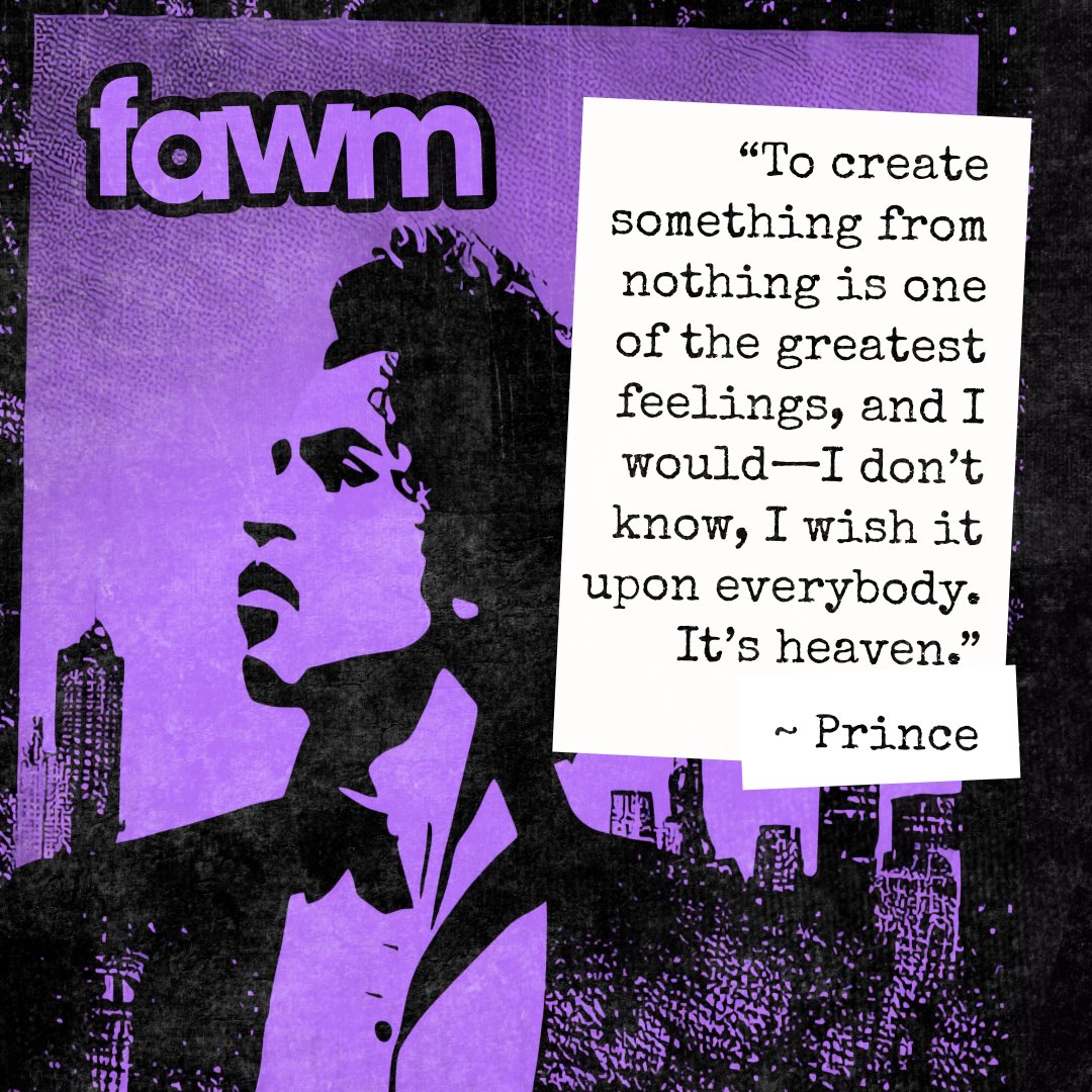 FAWM's tweet photo. To create something from nothing is what February Album Writing Month is all about! 14 somethings, in fact. Help Prince's wish come true by making music, just because you can...
#fawm #fawmchallenge #songwriting #music #makingsomethingoutofnothing #prince #musicchallenge https://t.co/3hyDuasior