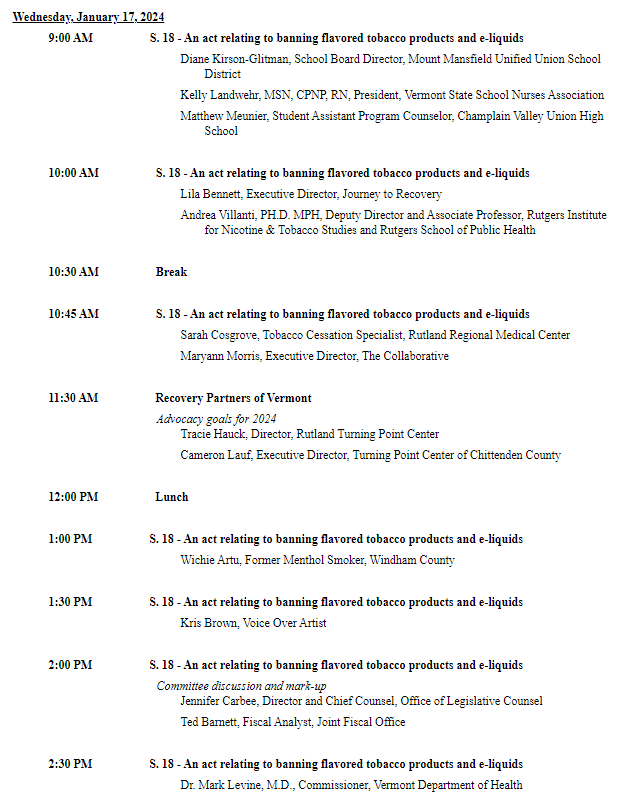 lmstroud89's tweet image. 1/Another day, another hearing for Vermont's S.18 - ban on flavors in tobacco &amp;amp; vapor products.
Agenda: legislature.vermont.gov/committee/agen…
Livestream: youtube.com/channel/UC-9RE…
Bill: legislature.vermont.gov/bill/status/20…
#vtpoli
#vtleg
#vthouse