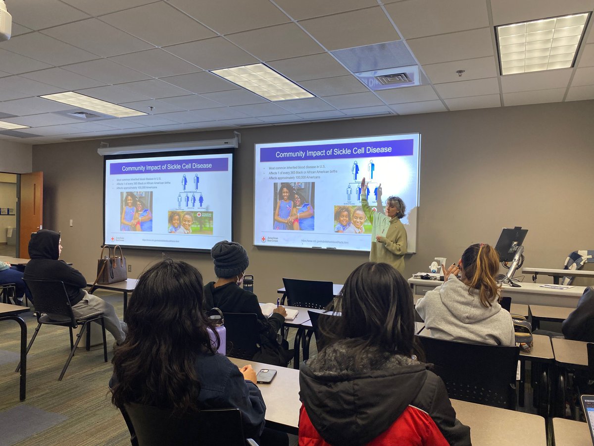 GARedCross's tweet photo. Dr. Baia Lasky, American Red Cross Divisional Chief Medical Director, presented at Georgia State-Perimeter College Clarkston campus on January 12th to promote their upcoming blood drive and the need for a diverse blood supply. 👏 https://t.co/orZsxhK4pR
