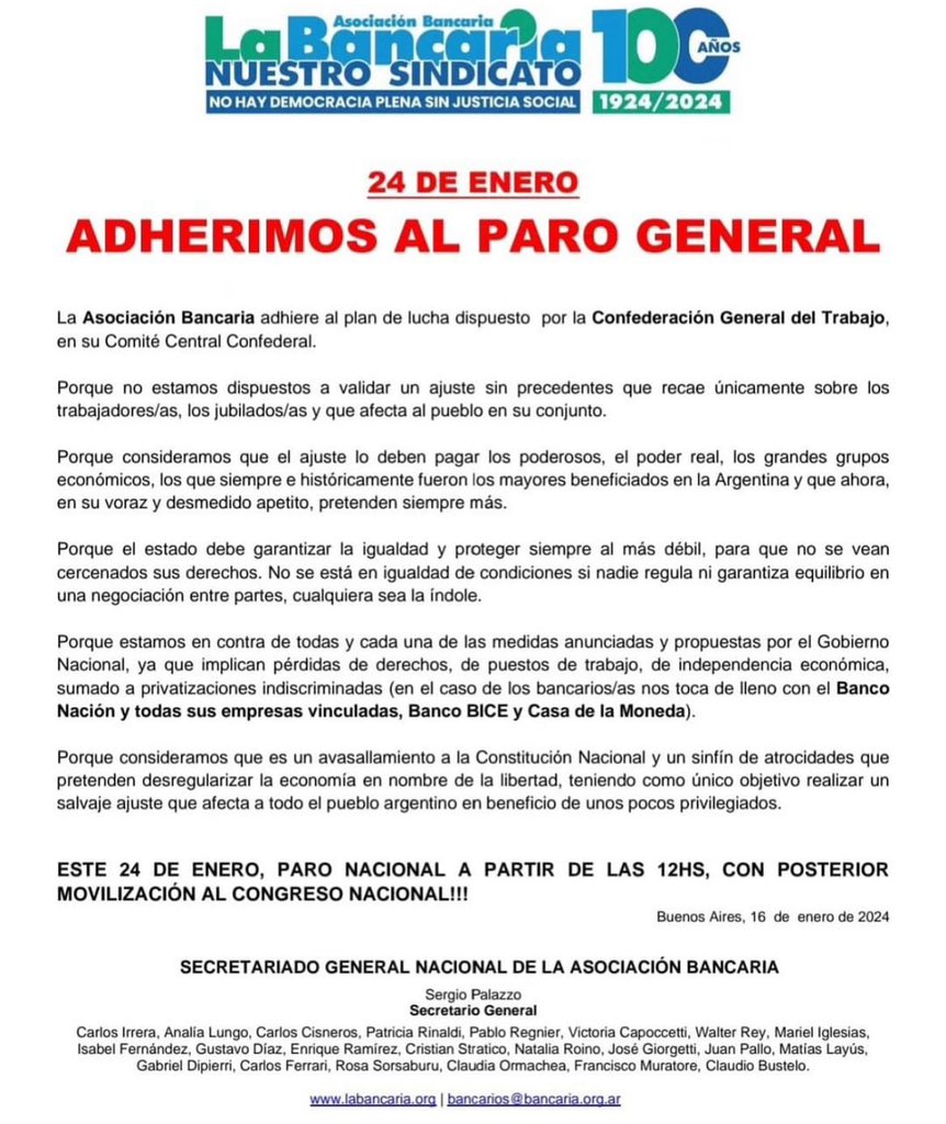 ADHERIMOS AL PARO GENERAL