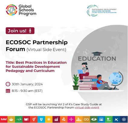 📅 Mark your calendars! Friday, January 30th at 8:15 am EST @SDGsInSchools will launch the Case Study Guide vol 2. Register now to hear from some of the wonderful teachers and educators pioneering Education for Sustainable Development! Register here: us02web.zoom.us/meeting/regist…