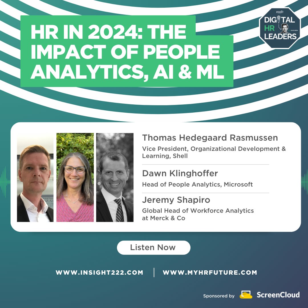 If you're looking to discover how #peopleanalytics, #AI and #ML will impact #HR in 2024, you must listen to our latest #DigitalHRLeaders #podcast #episode, featuring Dawn Klinghoffer, Jeremy Shapiro, and Thomas Rasmussen. <a href="/Shell_UKLtd/">Shell UK</a>.myhrfuture.com/digital-hr-lea…
<a href="/david_green_uk/">David Green</a>