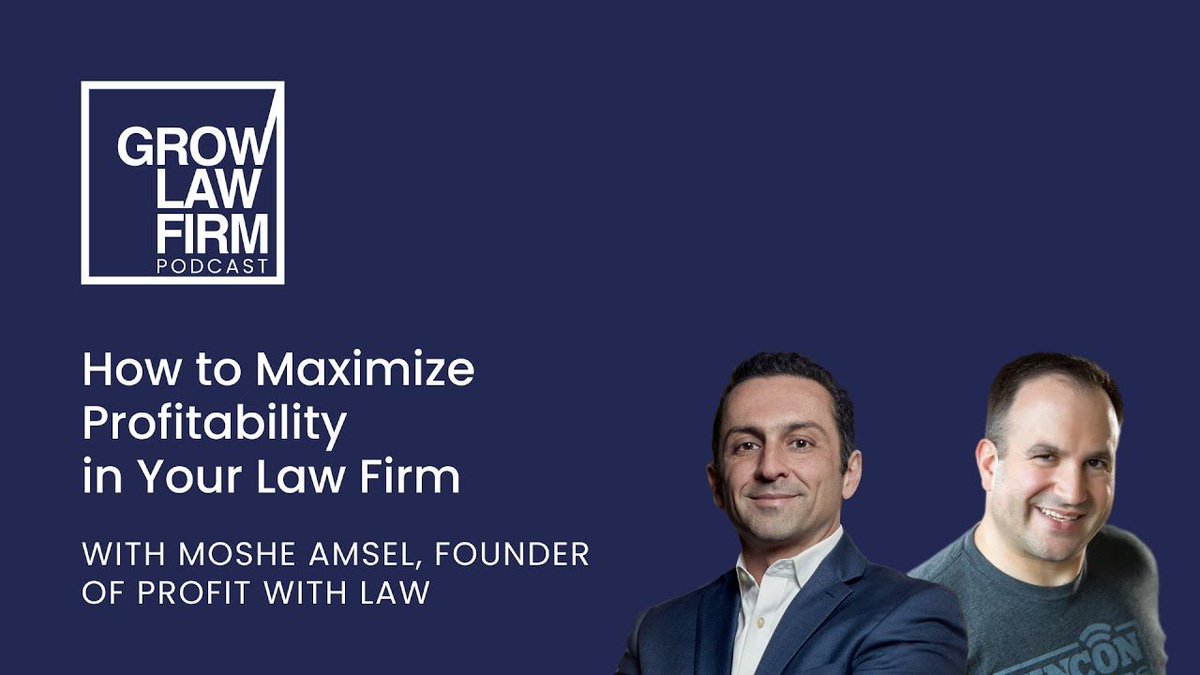 grow_law's tweet image. Join Sasha Berson on the latest episode of the #GrowLawFirm podcast featuring guest @moshe_amsel, founder of Profit with Law. Learn proven strategies to #IncreaseProfitability, attract clients, and build a successful #LegalPractice: youtube.com/watch?v=Y-ioPJ…