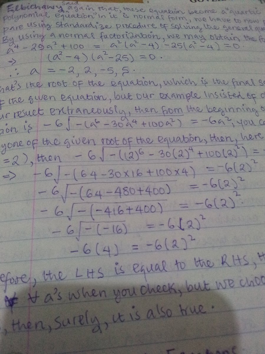 Elbichawy's tweet image. Dear Friends!

Are you having a good news on how Polynomial equations are solve numerically using roots,you can check my handwriting in Mathematical book, it is there?....

That&apos;s #ElbichawyBookOfElementaryIntermediateAndAdvancedMathematics...

Ameenu Thuaibu Eyyah Elbichawy.