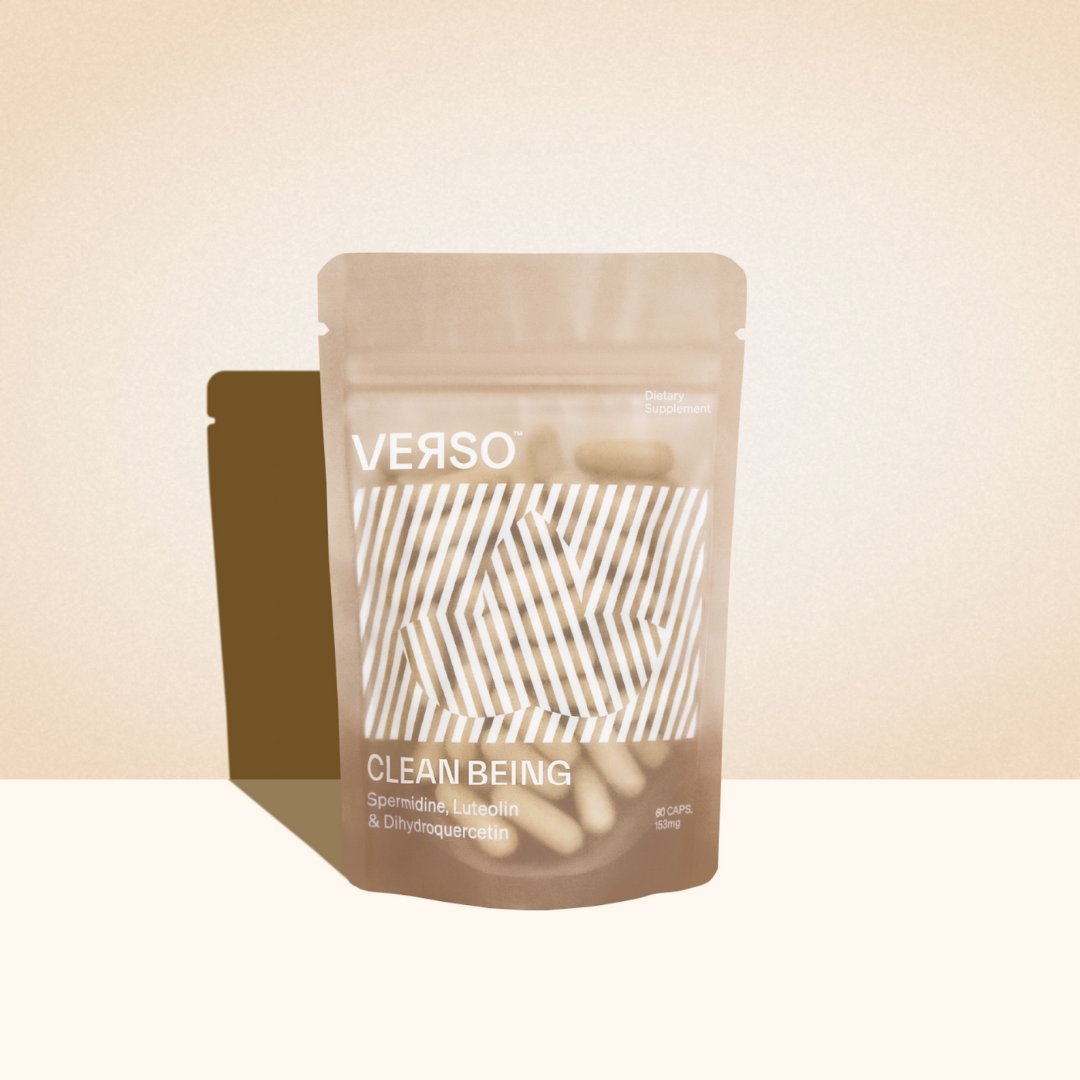 get_verso's tweet photo. 💊 Formulated to promote natural clean up processes like autophagy and apoptosis, Clean Being combines science-backed ingredients for  your daily dose of cellular support.

#autophagy #fasting #intermittentfasting health #longevity #healthspan #lifespan #spermidine https://t.co/MvtDtSto8Z