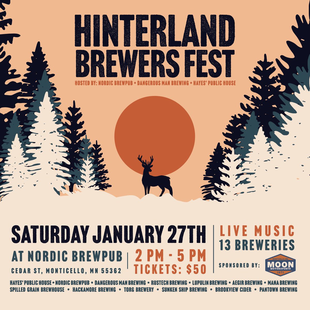 We are just 10 days away from Hinterland Brewers Fest! Join us &amp; 12 other brewery friends for an afternoon of fantastic beer &amp; live music!  Meet the owners &amp; brewers &amp; enjoy some of their finest craft beverages. Score your tickets: ow.ly/ZG3B50Qrzs8