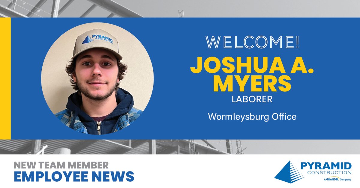 New year, new team member. Join us in welcoming Laborer Joshua Myers to Pyramid!