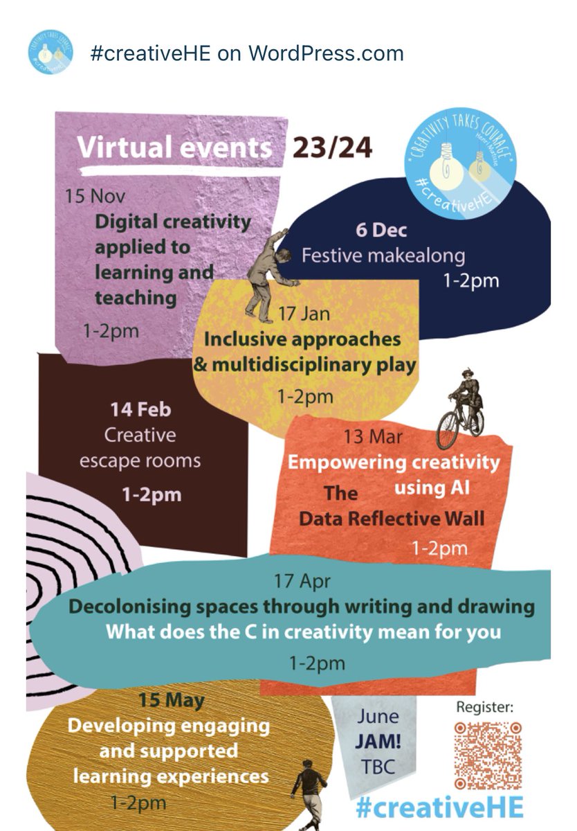 Really enjoyed today’s #creativeHE meet up and have come away with so many creative ideas! Thank you to Ana Souto and Roger Saunders for sharing. Looking forward to the next session.