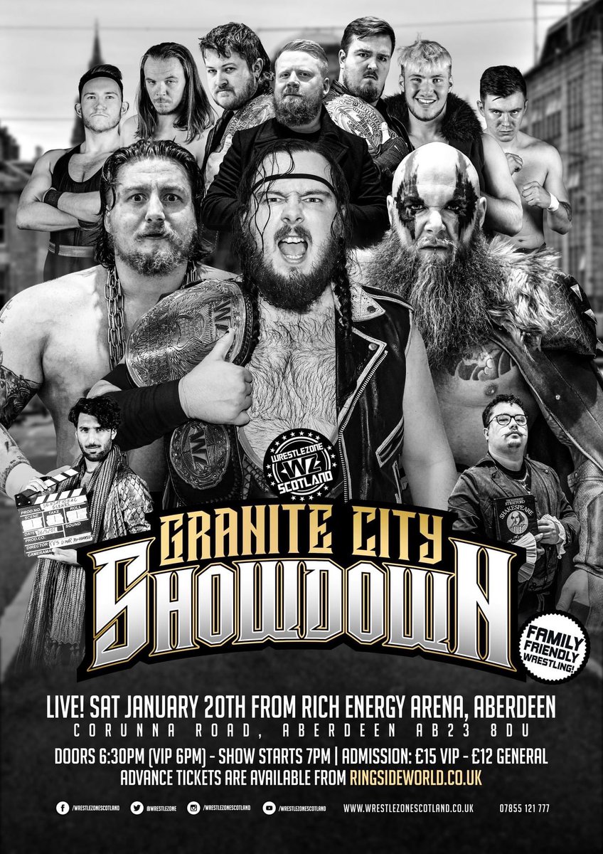 wrestlezone's tweet photo. Our first show of 2024 sees our debut at the Rich Energy Arena in Aberdeen for Granite City Showdown on Sat, Jan 20th.

VIP tickets - £15, Doors - 6pm (+Bonus match)
GA tickets - £12, Doors - 6:30pm.

Tickets are available now from @RingsideWorld at 
https://t.co/JV7PcroY9t https://t.co/PaHdBh4q6Z