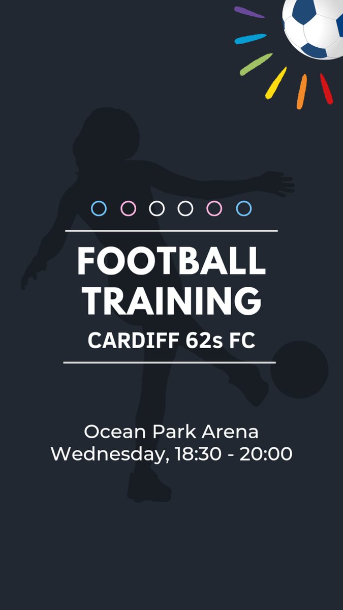 The best day of the week has arrived 😍
🗓 Wednesdays
⏰️ 18:30 - 20:00
📍Ocean Park Arena
🏳️‍🌈🏳️‍⚧️LGBTQ+ Inclusive 
💷 First session free 
#lgbtqfootball #lgbtfootball #footballvhomophobia #footballvtransphobia  #NoFootballWithoutTheT #ourgametoo #cardifffootball #cymru #ymaohyd