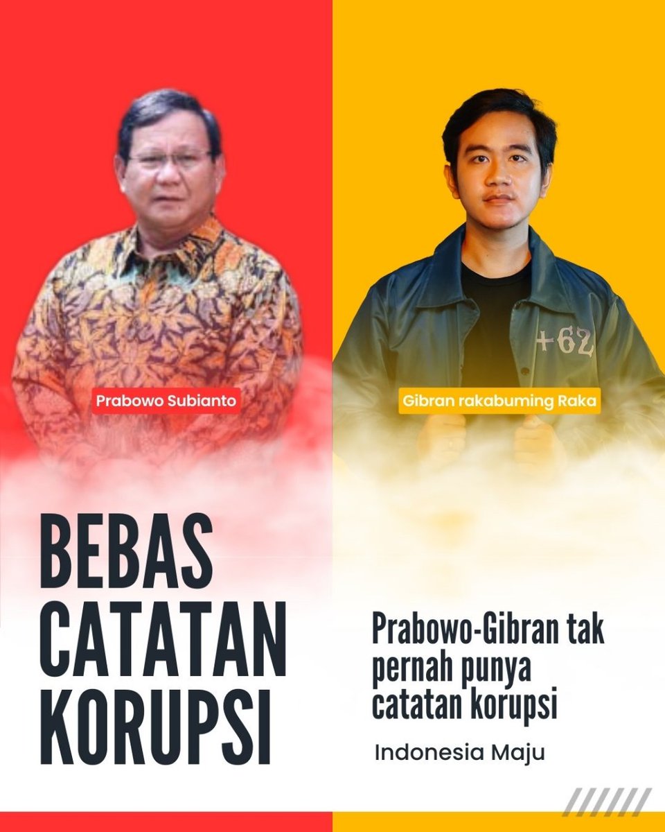 Pilpres di depan mata yakinkan pilihan terbaik untuk mas depan Indonesia. Pasangan Pak Prabowo & Maseh Gibran yang mampu membawa Indonesia Maju. Karena Prabowo Gibran bersih dari perilaku hitam korupsi ., #YukPindah02 #PrabowoLawanKorupsi #RameRamePindahke02