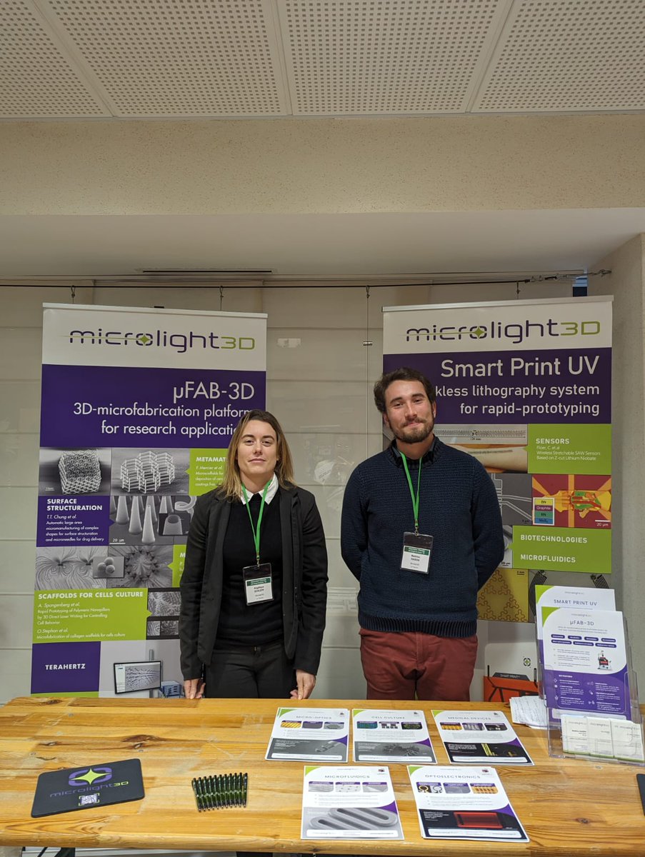 🔔 Today is the last day to come and meet our process experts at the "Journée de la Chimie et Impression nD". They were here to presents our high resolution tools and to answer your questions regarding ✳ microFAB-3D and 🟣 SPUV.
