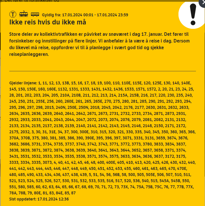 AtleDanielsen's tweet photo. Noen dager er det kanskje greit å skrive hvilke ruter som kjøres? @Ruter https://t.co/mn5wxalUXA