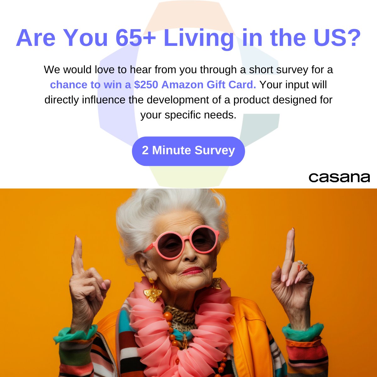 📣  Calling seniors! If you are 65 years or older, we would love to hear from you through a short survey. Your experiences and preferences will play a crucial role in helping us design a product that truly meets the needs of seniors like you. bit.ly/3vw5cnF