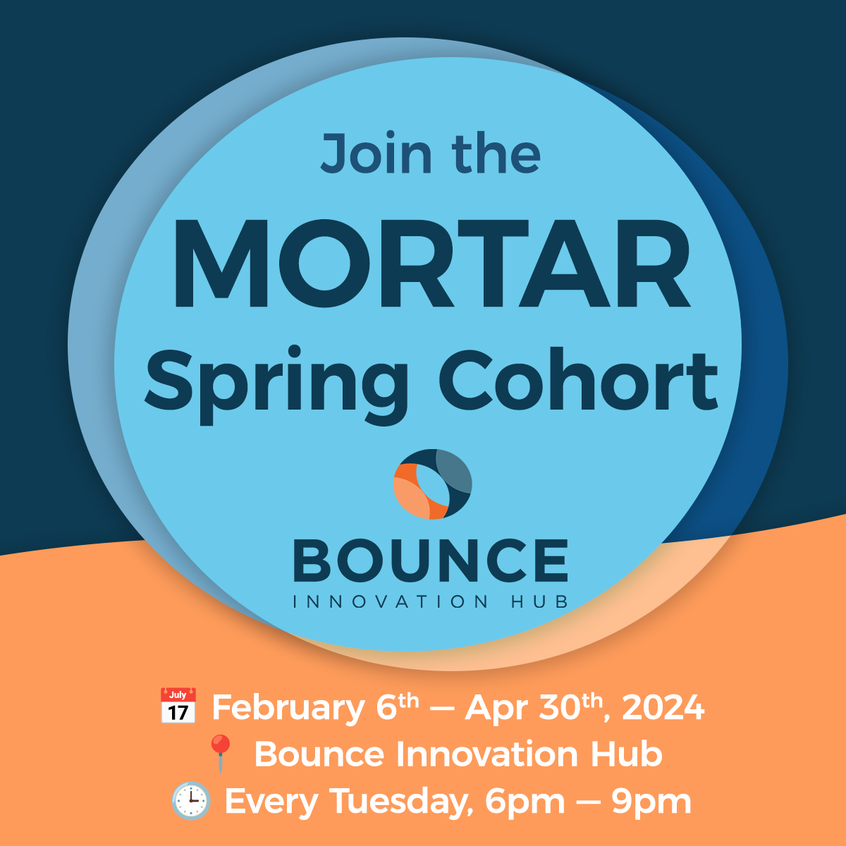 Join the MORTAR Spring Cohort at Bounce Innovation Hub. 
📅 Program Dates: Feb 6th - Apr 30th, 2024
📍 Location: Bounce Hub Innovation
Apply now for the 15-week small business accelerator! 🚀
bouncehub.org/mortar/
#SmallBusiness #MinorityOwned #WomanOwned #Entrepreneurship