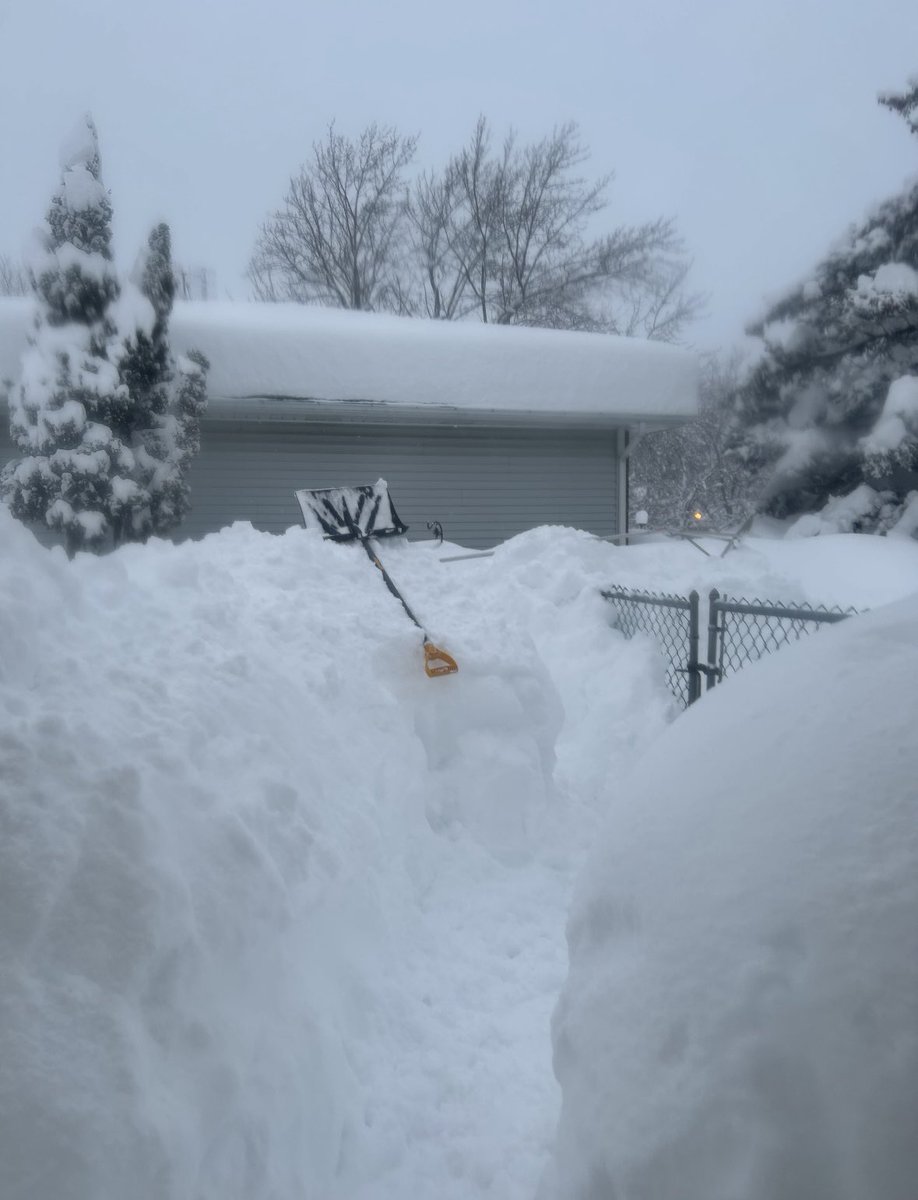AjayCybulski's tweet photo. “Soft” 

This is my aunt’s house about 1.5 miles from the stadium. 

They got three more feet overnight bringing the totals to around six/seven FEET in Orchard Park. 

Stay safe. 

#BillsMafia https://t.co/hYAMW10QJk