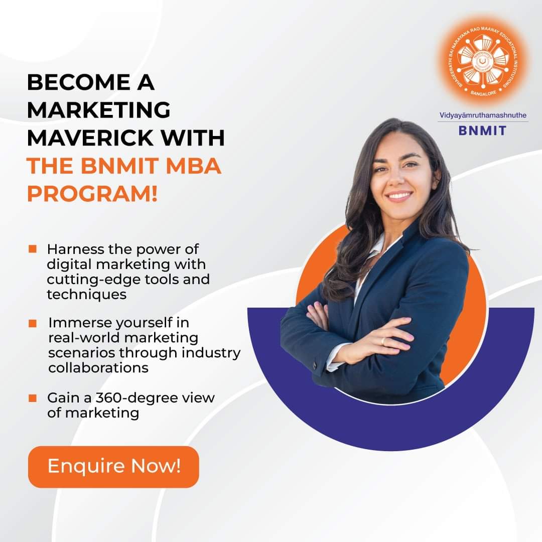 BNMTech's tweet photo. Become a Marketing Maverick and propel your career to new heights with the B.N.M. Institute of Technology!
Visit the website https://t.co/o9Ok6wUeUS for more information!

#CareerGrowth #MarketingMaverick #NewHeights #ProfessionalDevelopment
#EducationJourney https://t.co/38gYRSBjtF