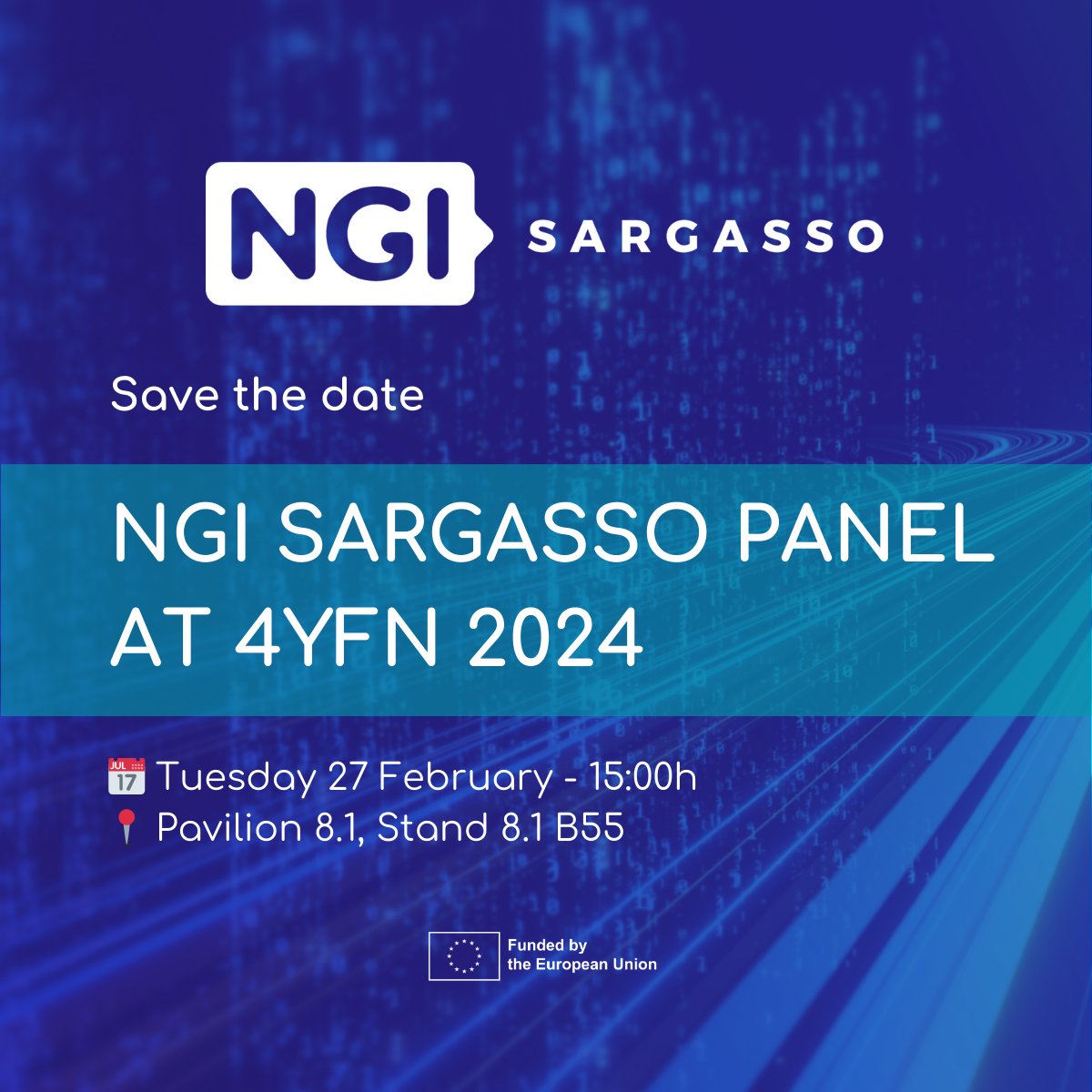 NGI_Sargasso's tweet photo. 📣 Attending #4YFN24?
🙌 Meet us at #NGISargasso key session:
📅 Feb. 27 - 15:00h
📍 Pavilion 8.1 Stand 8.1 B55 - Barcelona
Our 1st #opencall innovators will be there, since they get free tickets from our #fundingprogram
More info coming soon at https://t.co/fJgV8jFJRM
#mwc24 https://t.co/u5OxZ7Tor1
