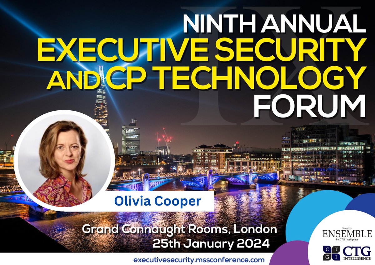 ocrossborder's tweet photo. I am delighted to be part of the panel for the Ninth Annual Executive Security and CP Technology Forum in London 25th January. 
Visit https://t.co/uPa5735mqg 

#privatewealth #familyoffice #security  #executivesecurity #oliviacrossborder #oliviacooper https://t.co/O8BtyscNQy