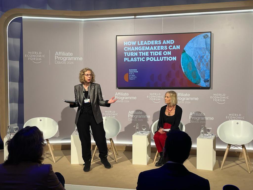 Good discussion at #WEF2024 on turning the tide of plastics. Broad agreement that we have the solutions and that involvement of all stakeholders is critical for success. Business has responsibility to convert ambition into action with impact on the ground. #PlasticTreaty