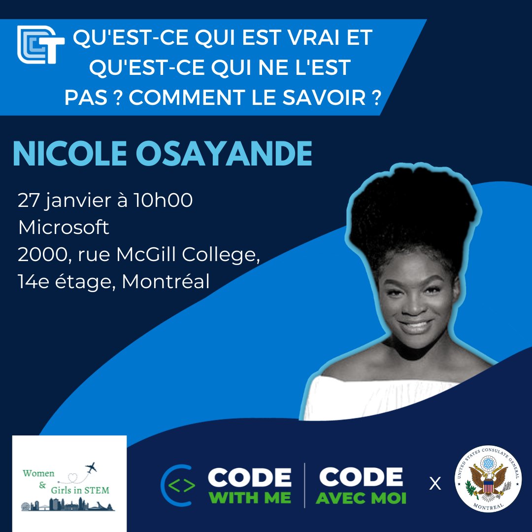 USConsulate Montréal (@usconsmontreal) on Twitter photo Vous voulez en apprendre davantage sur les images et vidéos générées par l'IA qui circulent sur le web?
Vous êtes conviée à notre quatrième et dernier atelier d'une série sur l'intelligence artificielle organisé en collaboration avec <a href="/TechnovationMtl/">TechnovationMontréal</a>. C'est gratuit, mais il faut Vous voulez en apprendre davantage sur les images et vidéos générées par l'IA qui circulent sur le web?
Vous êtes conviée à notre quatrième et dernier atelier d'une série sur l'intelligence artificielle organisé en collaboration avec <a href="/TechnovationMtl/">TechnovationMontréal</a>. C'est gratuit, mais il faut