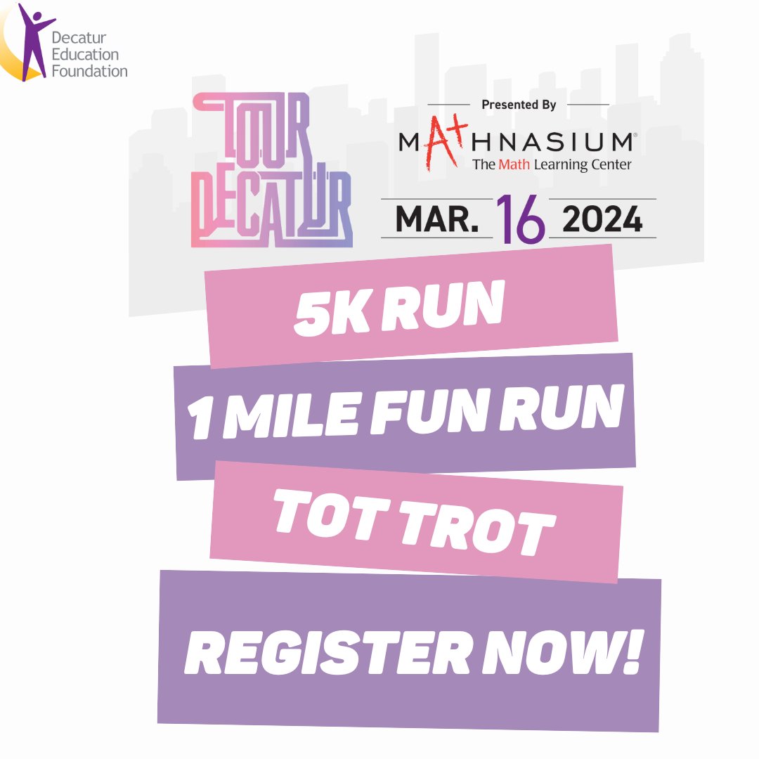 We are excited to announce DEF's most anticipated event, Tour Decatur 2024. Get ready to join us in a day of family friendly fun surrounded by your Decatur community. Support DEF and register today, we can't wait to see you March 16, 2024
raceroster.com/events/2024/84…
