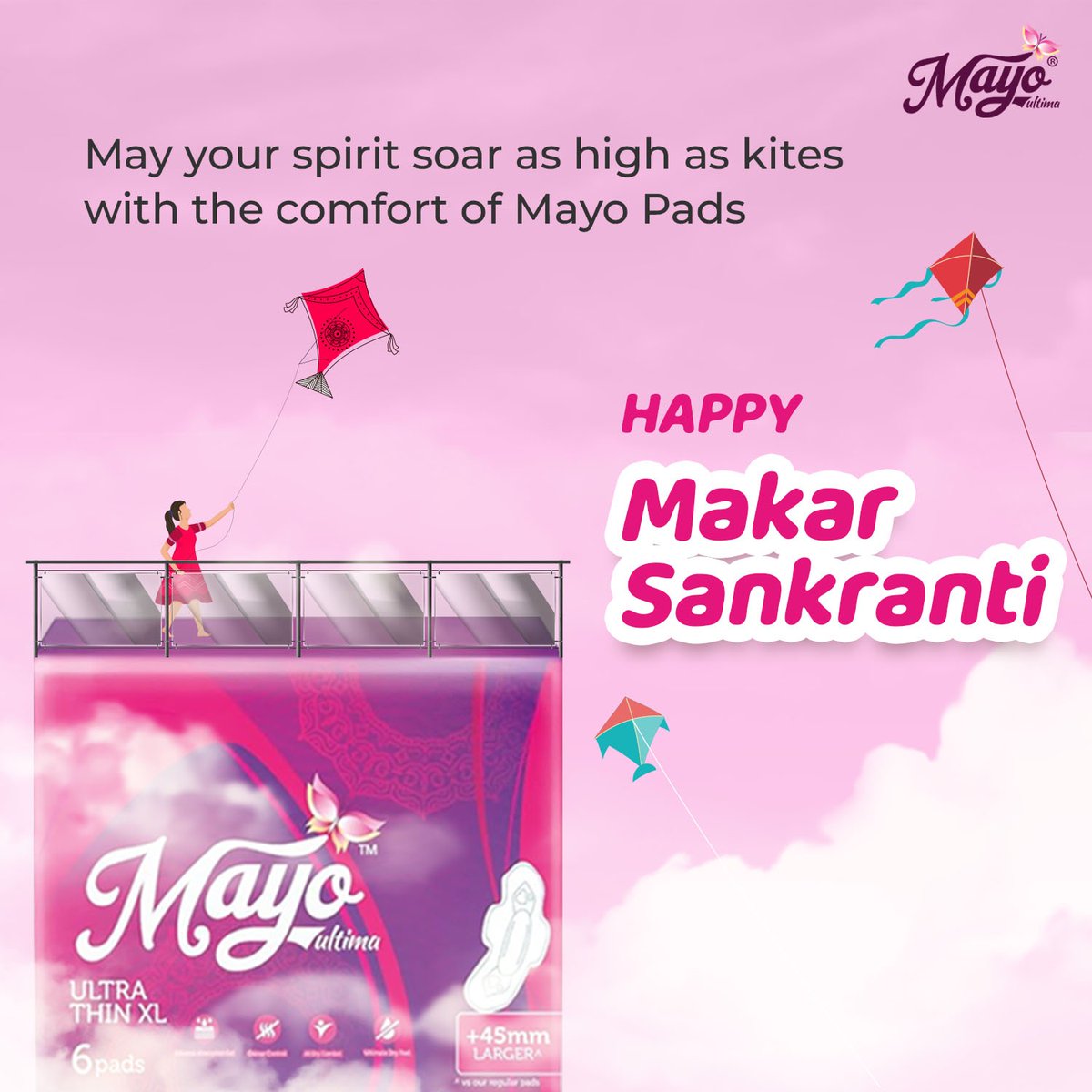 MayoUltima's tweet photo. Happy Makar Sankranti!🪁🥳
May your spirits fly as high as the kites in the sky and may you experience comfort and freshness every day with Mayo.🌸

#MakarSankranti2024 #MakarSankranti #MakarSankrantiWishes #makarsankrantispecial #HappyMakarSankranti #HappyUtrayan #Utrayan2024 https://t.co/VlANw2e0GX