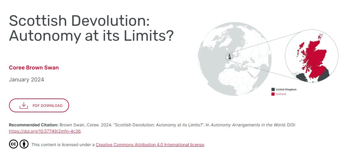 📢 New case study published in the open-access online compendium 'Autonomy Arrangements in the World' (world-autonomies.info):

'Scottish Devolution: Autonomy at its Limits?' by @Coree_Brown 

You can read or download the paper at world-autonomies.info/territorial-au…