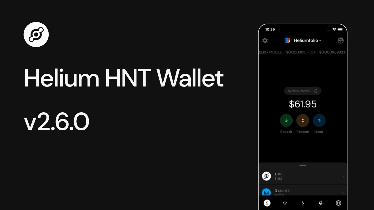 helium's tweet image. 📱Helium HNT Wallet v2.6.0 is here! (Android &amp;amp; iOS)

1/ It&apos;s time to update your Helium HNT Wallet to v2.6.0. This release adds two key features for the Helium community: 🧵⬇️