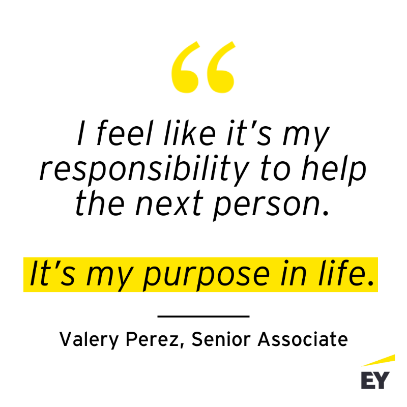 EY_US's tweet photo. A mentor can help an individual gain the confidence they need to pursue and achieve their goals.
Hear from EY Senior Associate Valery Perez about how her passion for mentorship has shaped her career. https://t.co/wld1QG8yaR
#NationalMentoringMonth | #EYConnectDay
