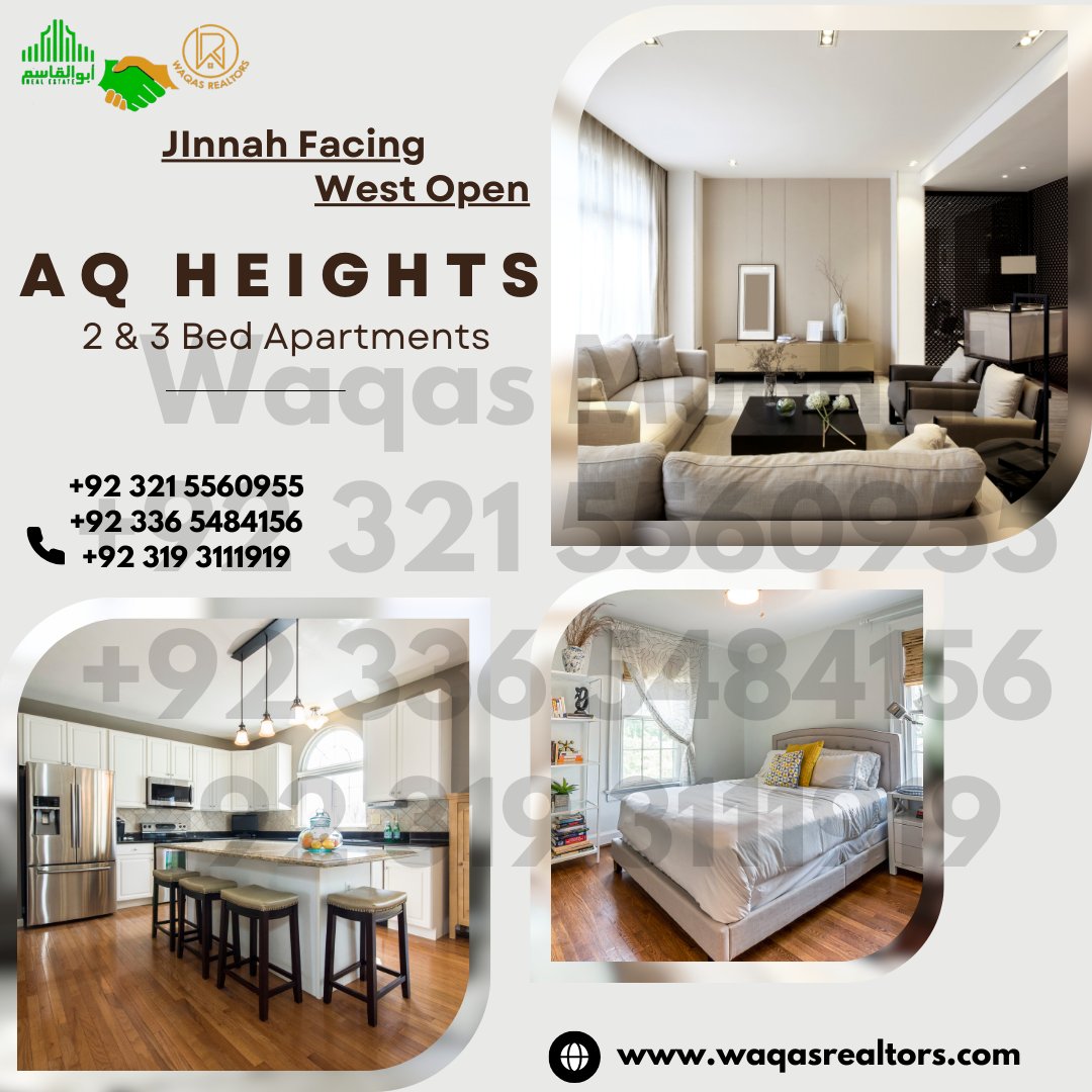 AQ Heights 📷
2 & 3 Bed Apartments: Ready to Move
Unmatched Luxury: Indulge in a life of absolute opulence in our carefully crafted living spaces.

#BahriaTownKarachi #FastestGrowingCommunity #SwiftDevelopment #LatestAmenities #ModernCommunity #BahriaTown #karachieat