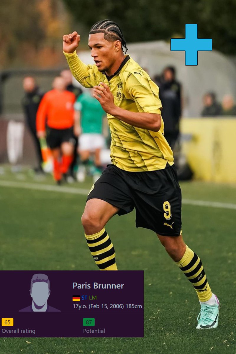 alpergraces's tweet photo. With the last update 🇩🇪 Paris Brunner FC 24 was added, he is now a Borussia Dortmund player. Do you think his 87 potential is enough? #ParisBrunner #BVB #FC24 https://t.co/sgvYK1mLJs