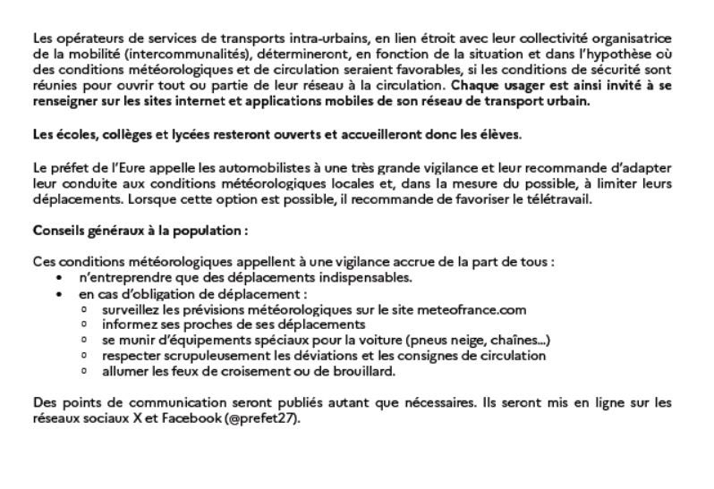 #Vigilance orange🟠#neige #verglas à partir de 18h dans l’#Eure

❌Pas de ramassage scolaire jeudi 18/01

❌Interdiction de circulation des poids lourds de + 7,5t de 18h ce soir à 12h demain, jeudi 18/01

✅Différez vos déplacements non indispensables

👉eure.gouv.fr/Actualites/Esp…