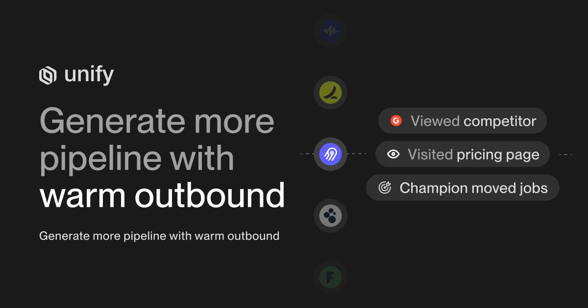 Exactly a year ago I left Ramp after 2.5 years as a leader on the growth product team

Today <a href="/HeggieConnor/">Connor Heggie</a> and I are excited to launch <a href="/unifygtm/">Unify</a> and share that we’ve raised $6.6M from OpenAI, Thrive and Emergence. Our mission is to power warm outbound for the world’s most