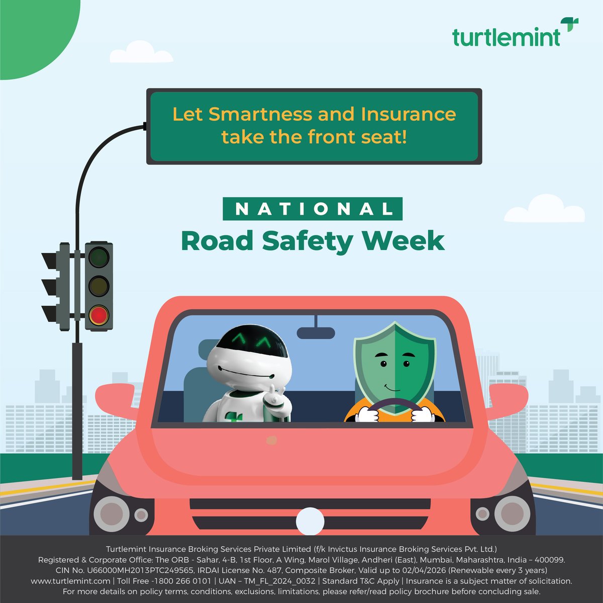 Let's be smart and make #insurance & #safety be your trusted co-pilots on life's highway. 🛣️🚗

This #NationalRoadSafetyWeek, #drive safe and stay Insured!

#Turtlemint #NationalRoadSafetyDay #MotorInsurance #InsuranceCover #RoadSafety #CarInsurance #bikeinsurance #bike #car