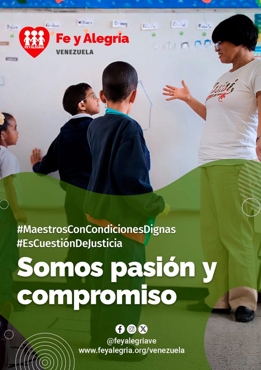 FyaRafaelu's tweet photo. A todos los maestros que con pasión y compromiso contribuyen a mejorar el
futuro de niños, niñas, jóvenes y adultos a través de la educación de calidad.
Venezuela necesita cada día más de ustedes. #MaestrosConCondicionesDignas
#EsCuestiónDeJusticia https://t.co/gVMm7pUe2L