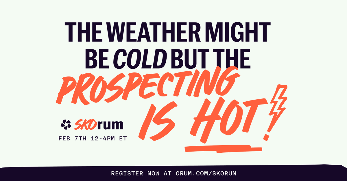 OrumHQ's tweet photo. We're so excited for SKO season that we've built a virtual kickoff for ALL sellers! 

It's completely free and loaded with some of the biggest names in the sales industry!

Join us on 2/7 for SKOrum! https://t.co/Ke2M6CpI8T https://t.co/q2bp3rwqHN