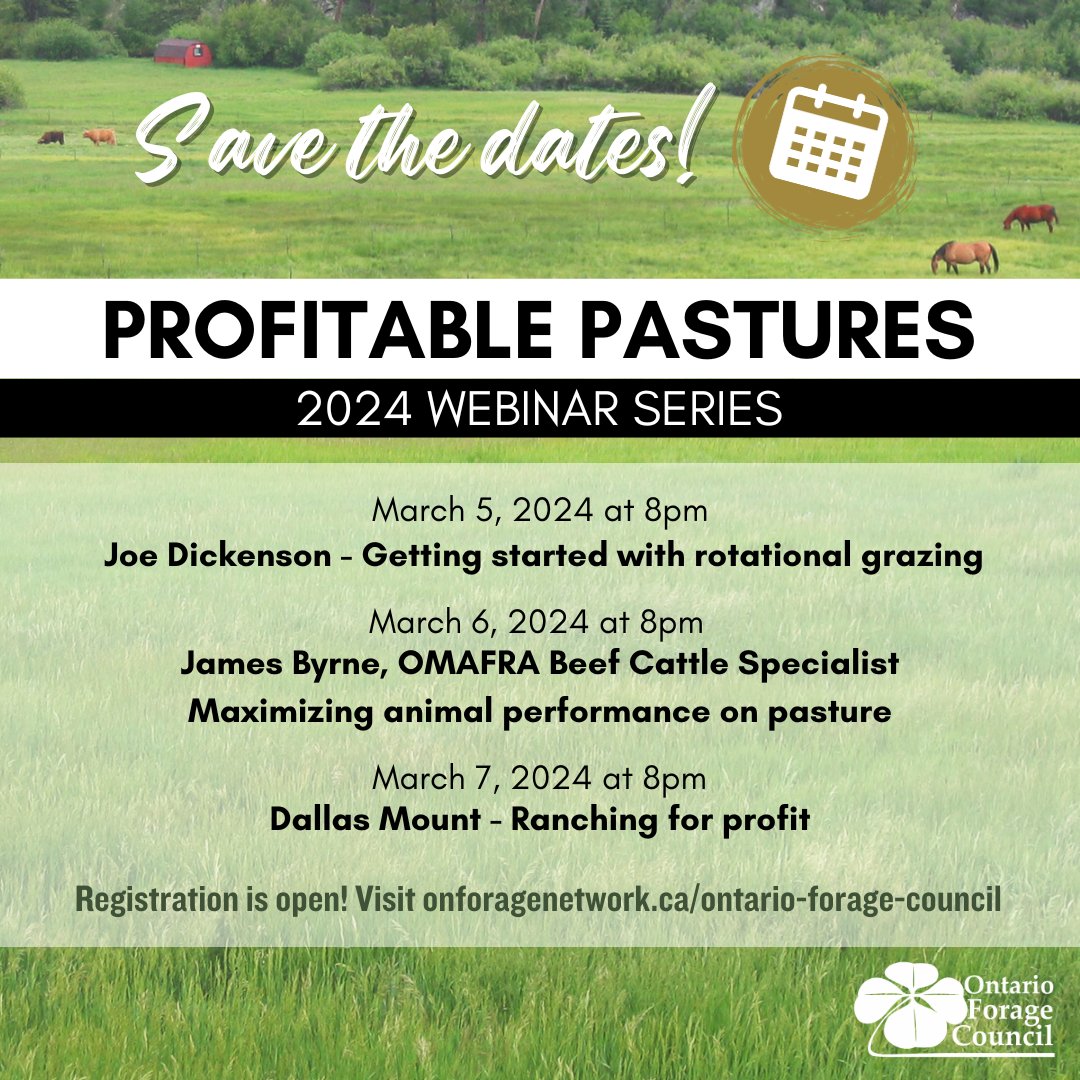 #ProfitablePastures is coming up! Register now to make sure you don't miss these fantastic presentations. onforagenetwork.ca/ontario.../pro… #pastures #grazing