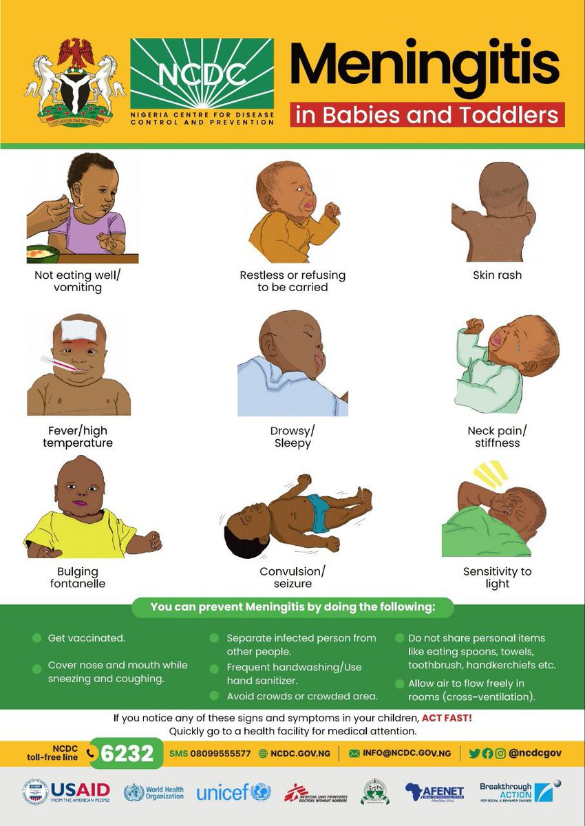 Did You Know: #Meningitis is a top cause of acquired deafness in children? Get them vaccinated! Meningitis is largely vaccine-preventable! Parents/caregivers are urged to visit any primary health care centre close to them to get their children/wards vaccinated against…