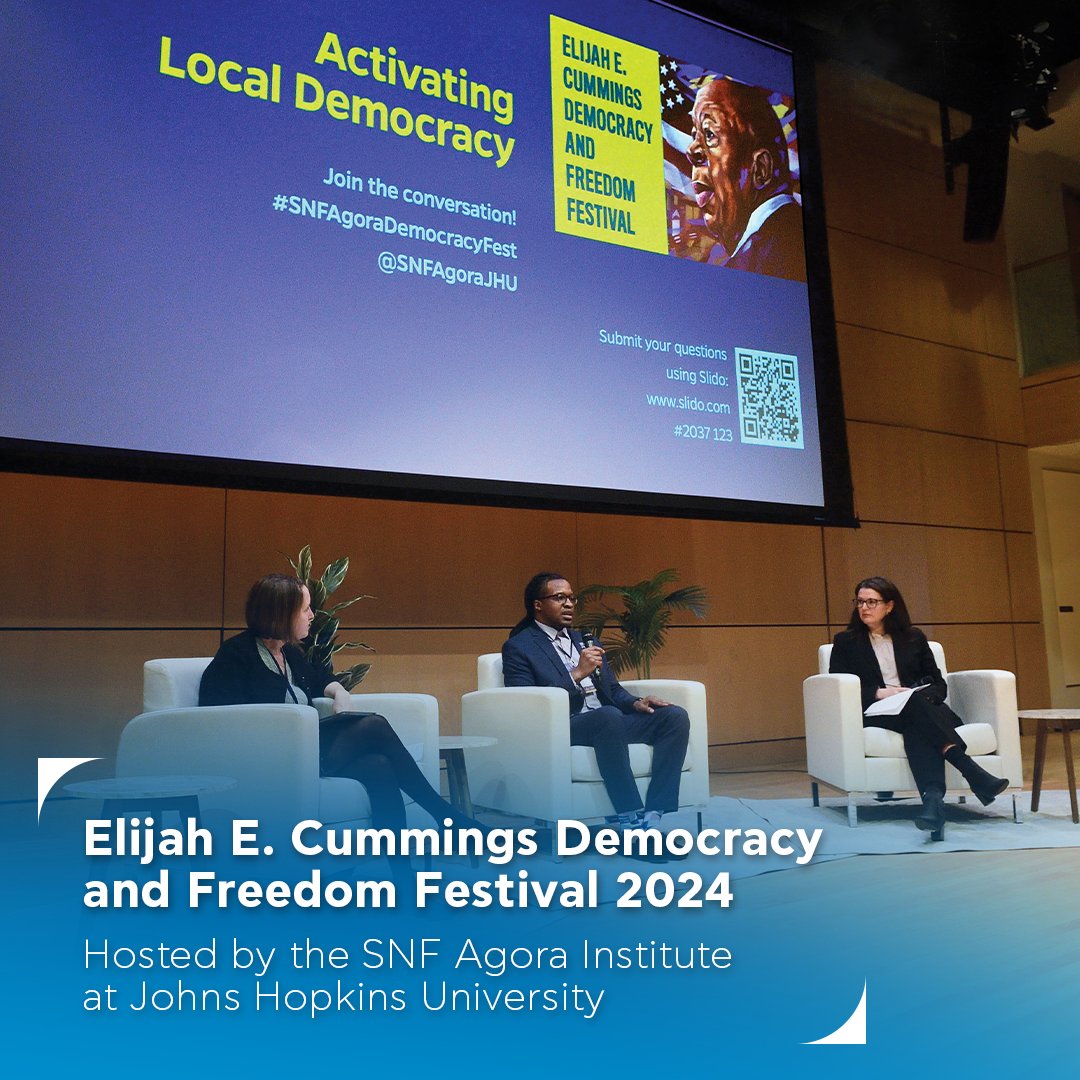 Join civic leaders, scholars, and tech experts for the SNF Agora Institute’s Elijah E. Cummings Democracy & Freedom Festival, an evening of dialogue and debate, including over dinner. The free event takes place on February 8 in Baltimore. Read more: b.snf.org/3SlRJYJ