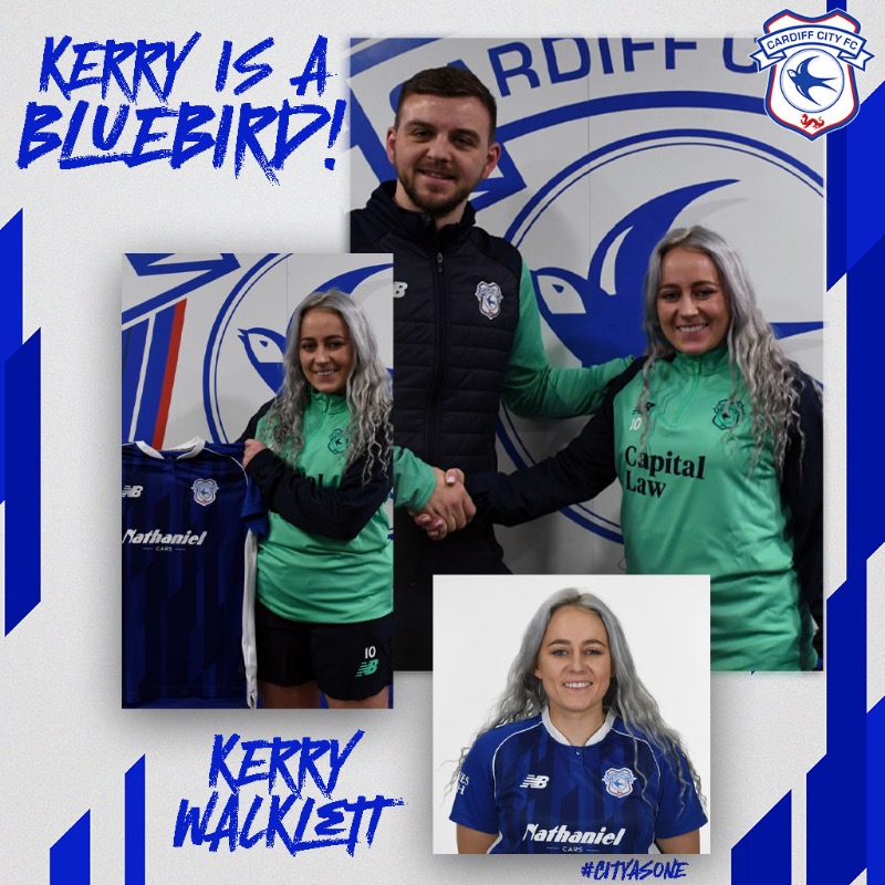 CardiffCityFCW's tweet photo. Kerry Walklett is a #Bluebird! ✍️

The midfielder brings vast experience, having most recently played for West Bromwich Albion! 💙

Welcome to the Club, Kerry! 🙌

#CityAsOne