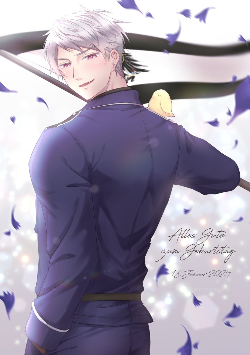 ＃ギルベルト生誕祭2024
＃普憫生誕祭2024
おめでとう～！！今年もかっこいいよ！！！🐥