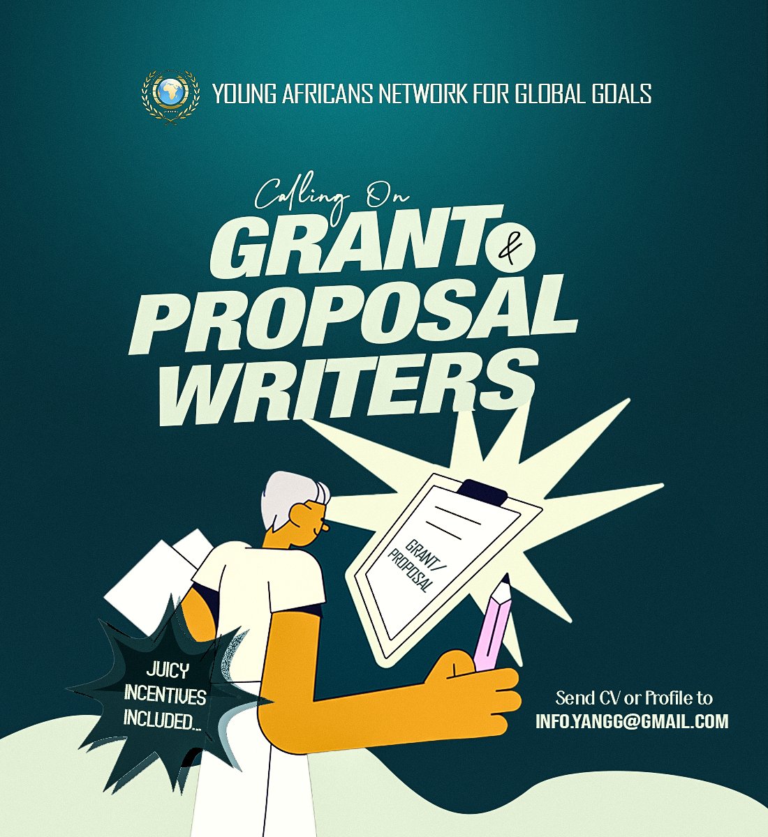 YANGG_OFFICIAL's tweet photo. If you're a budding, competent, well-versed proficient writer, this is an opportunity to harness your distinguished skill and potential by joining our team.
Join our team of grant writers and help us change lives.
#YANGG #AfricaOpportunities #AfricaOnTheRise https://t.co/WFfvdwdnp3