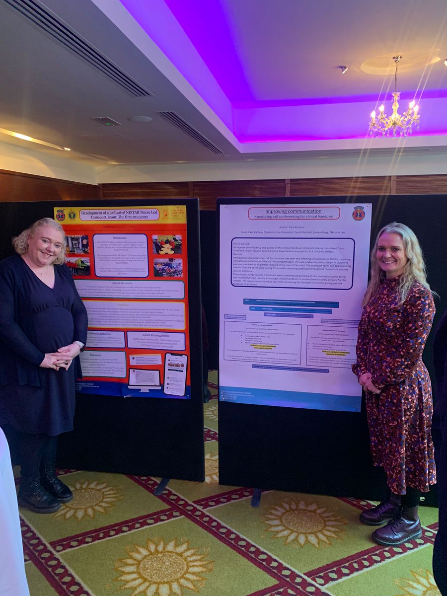 At the All Island Paediatric Cardiac Network Conference today Emma Thompson (Lead Nurse) and Cara Barbour (Paediatric Co-ordinator) made two poster presentations for NISTAR on the Nurse Led Team and a new referral process for Cardiac Network transfers.