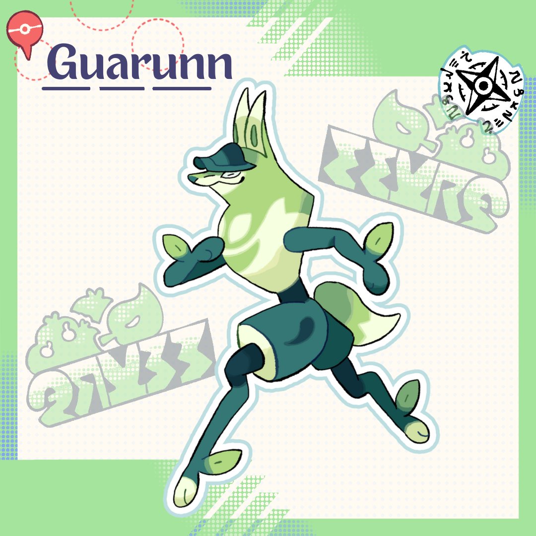 MolchiBerry's tweet photo. And here it is the final evo!
GUARUNN: THE RUNNER POKÉMON
Srry if the final evo is somewhat dissapointing sksks did it in a bit of a rush
#Pokemon #Fakemon #Grassstarter https://t.co/a8r2oQQPpl