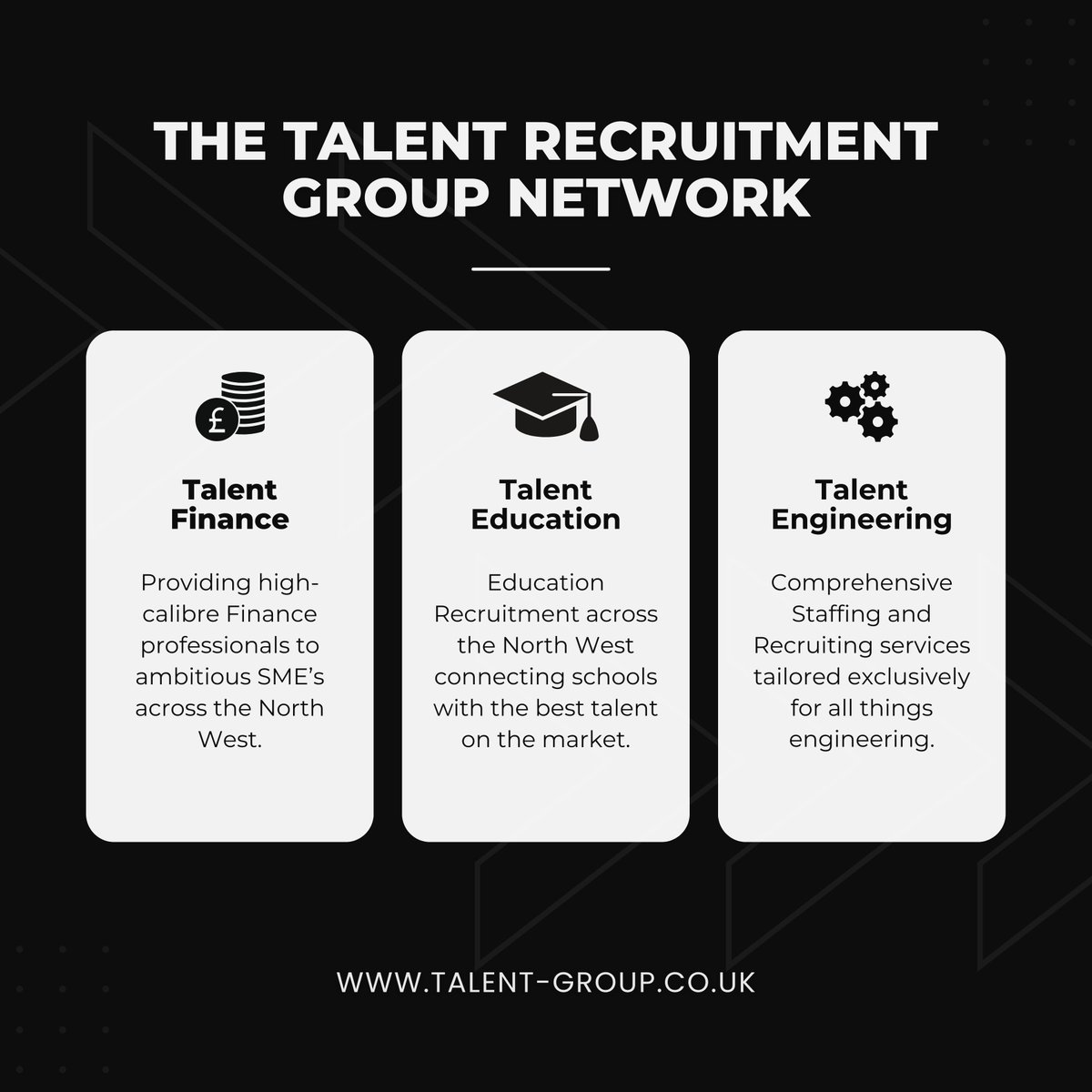 As Talent Group continues to evolve, we now have three specialised pillars:

💼 💷 Talent Accountancy &amp; Finance
🍎 📚 Talent Education
🛠️ 🔍Brand New Addition: Talent Engineering

Dive into tailored excellence as we shape careers together!

#TalentGroup #InnovationInRecruitment