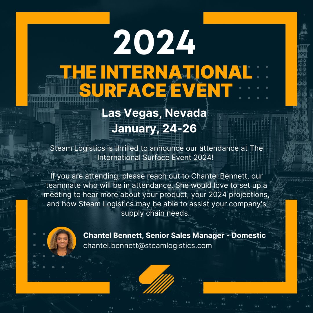 Join us in #LasVegas January 24-26th for this year's International Surface Event. We look forward to meeting everyone there!  #internationalsurfaceevent2024 #Logistics #SupplyChain